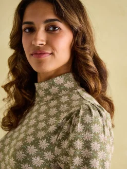Elizabeth Green Floral High Neck Jersey Top<Joules Best