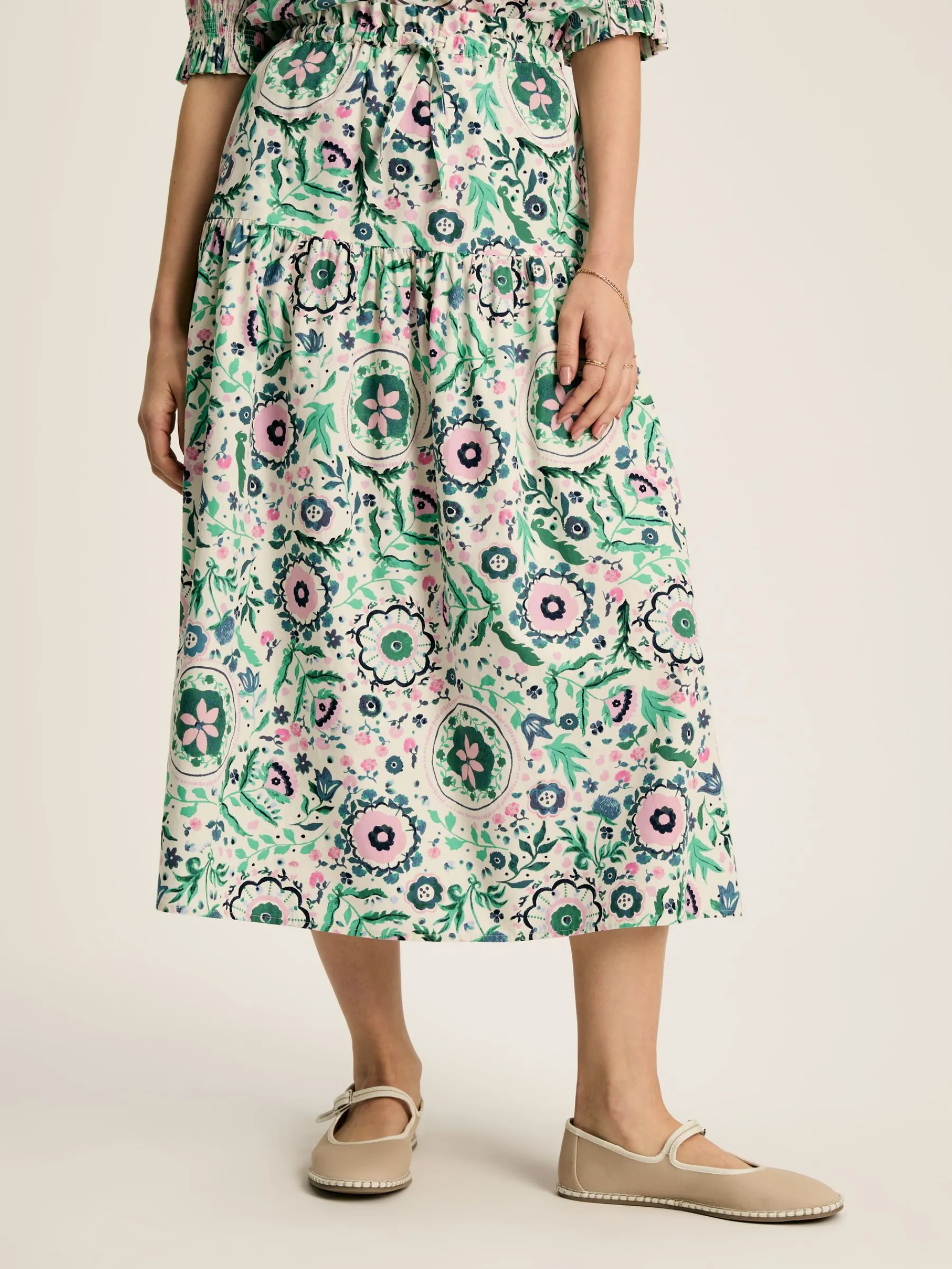 Elle Pink & Green Co-Ord Midi Skirt<Joules Clearance
