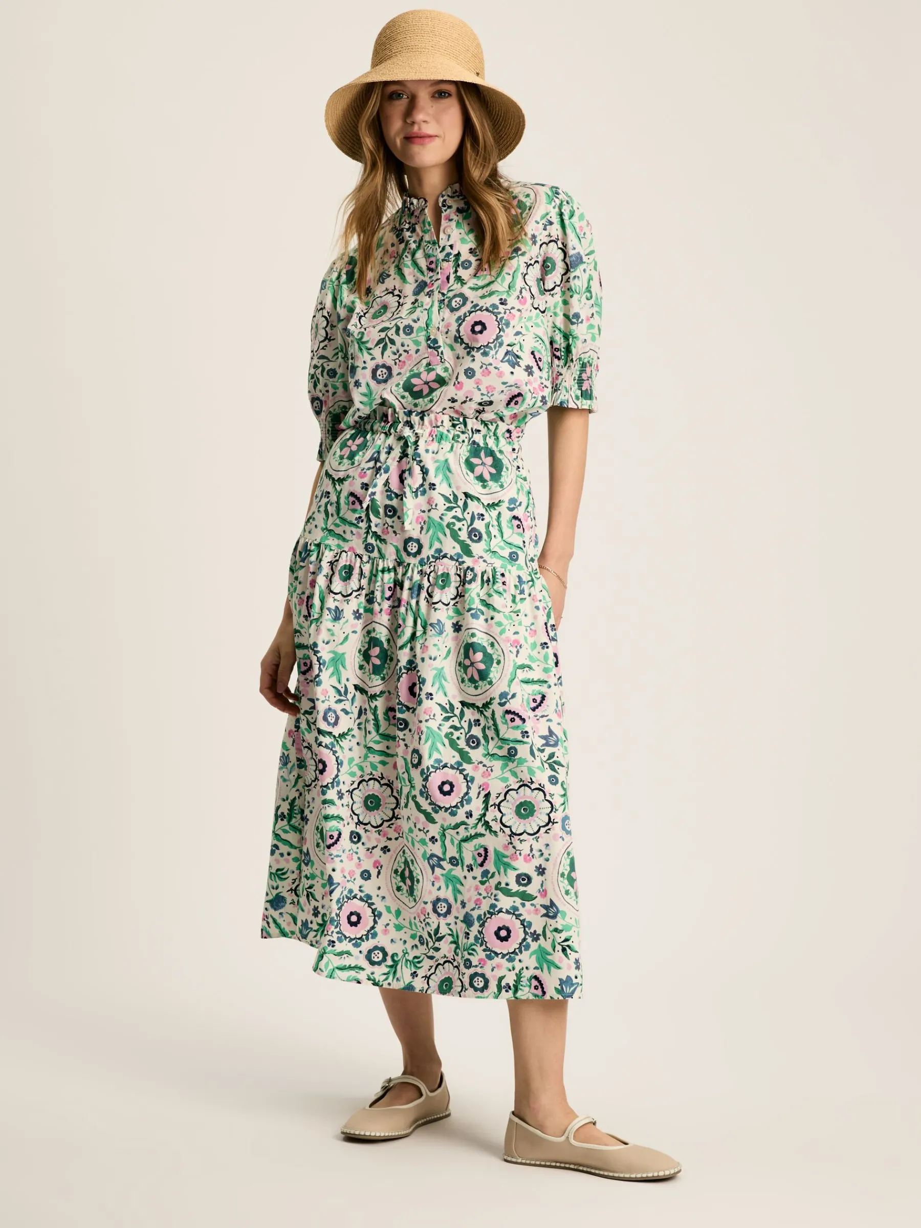 Elle Pink & Green Co-Ord Midi Skirt<Joules Clearance