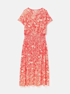 Emmeline Red Paisley Short Sleeve Midi Dress<Joules Sale
