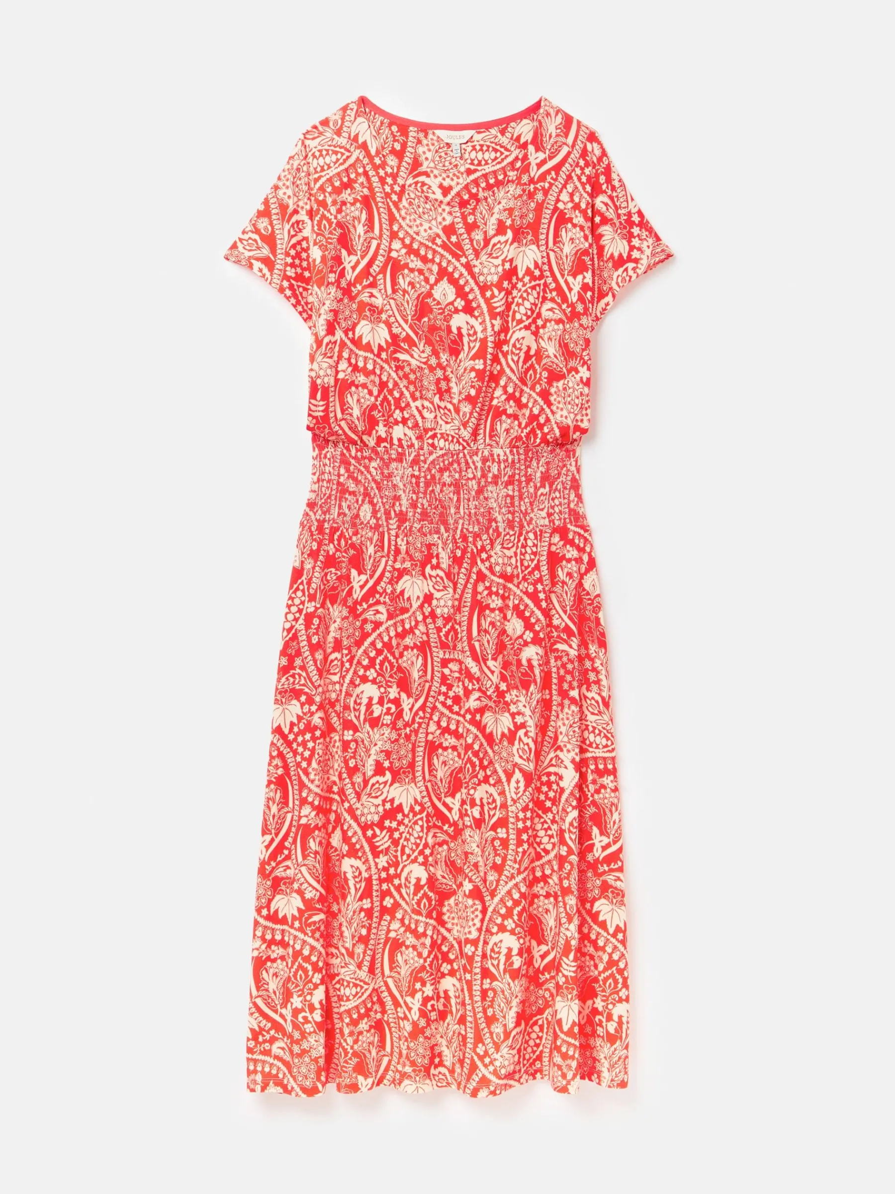 Emmeline Red Paisley Short Sleeve Midi Dress<Joules Sale