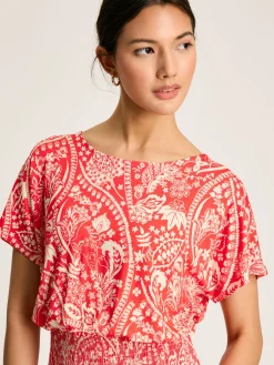 Emmeline Red Paisley Short Sleeve Midi Dress<Joules Sale