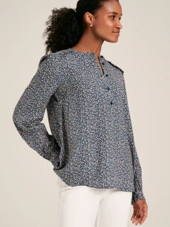 Emsley Blue Floral Long Sleeve Blouse<Joules Discount