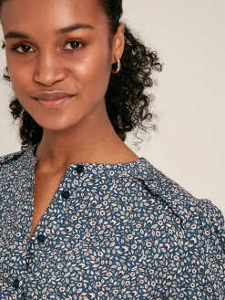 Emsley Blue Floral Long Sleeve Blouse<Joules Discount