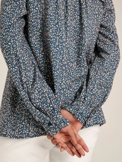 Emsley Blue Floral Long Sleeve Blouse<Joules Discount