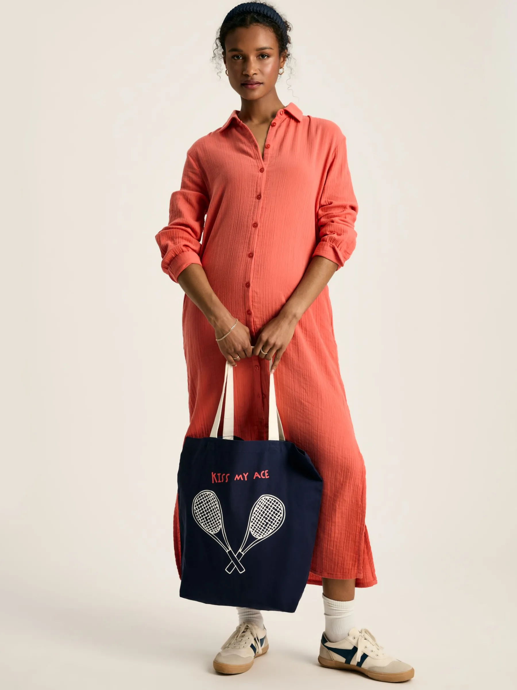 Erica Coral Pink Button Through Cotton Shirt Dress<Joules Hot