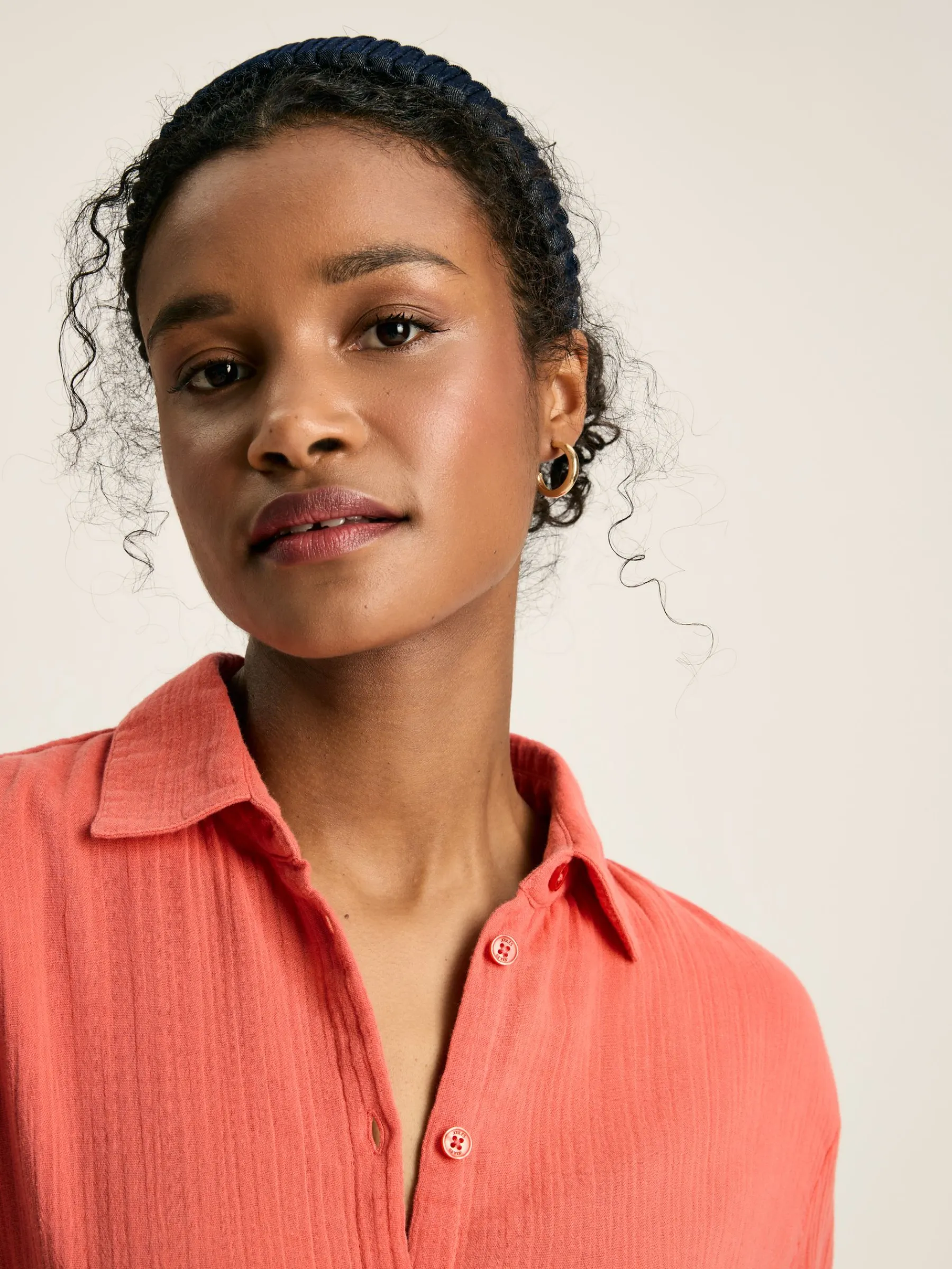 Erica Coral Pink Button Through Cotton Shirt Dress<Joules Hot