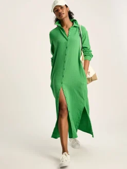 Erica Button Through Cotton Shirt Dress<Joules Clearance
