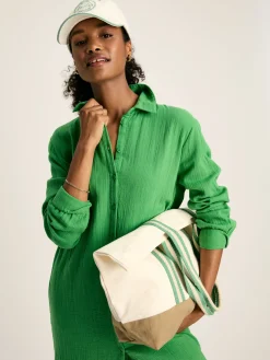 Erica Button Through Cotton Shirt Dress<Joules Clearance