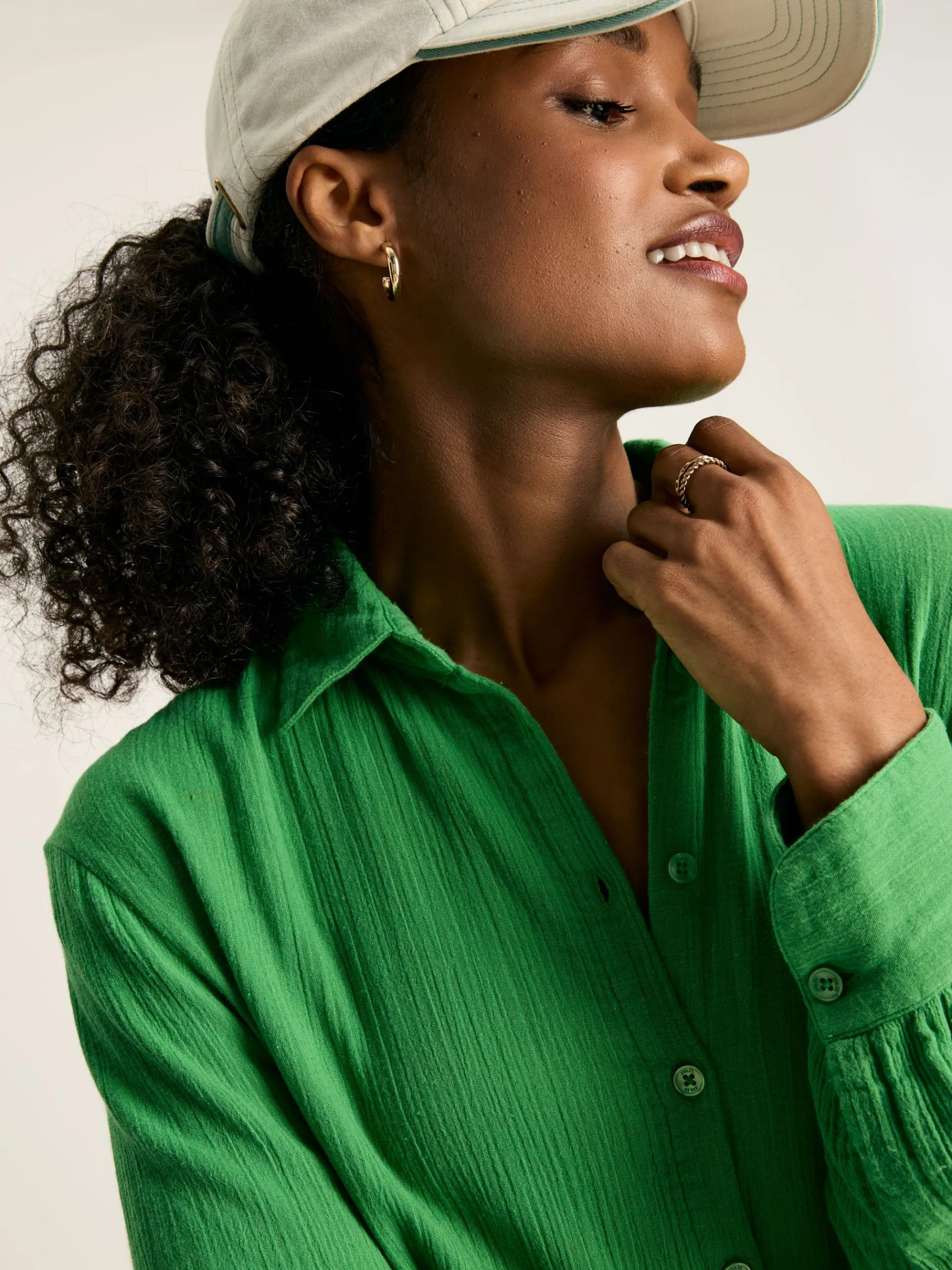 Erica Button Through Cotton Shirt Dress<Joules Clearance