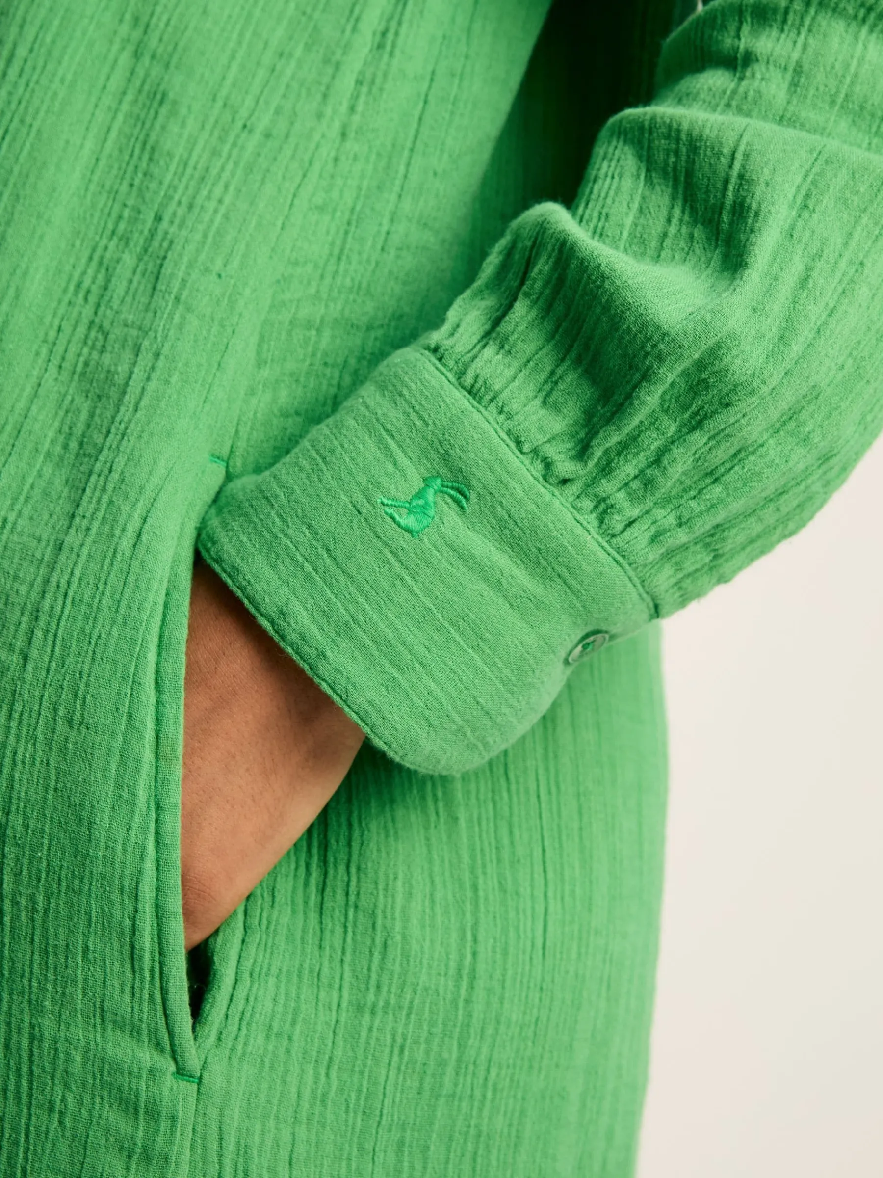 Erica Button Through Cotton Shirt Dress<Joules Clearance