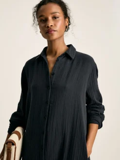 Erica Button Through Cotton Shirt Dress<Joules New