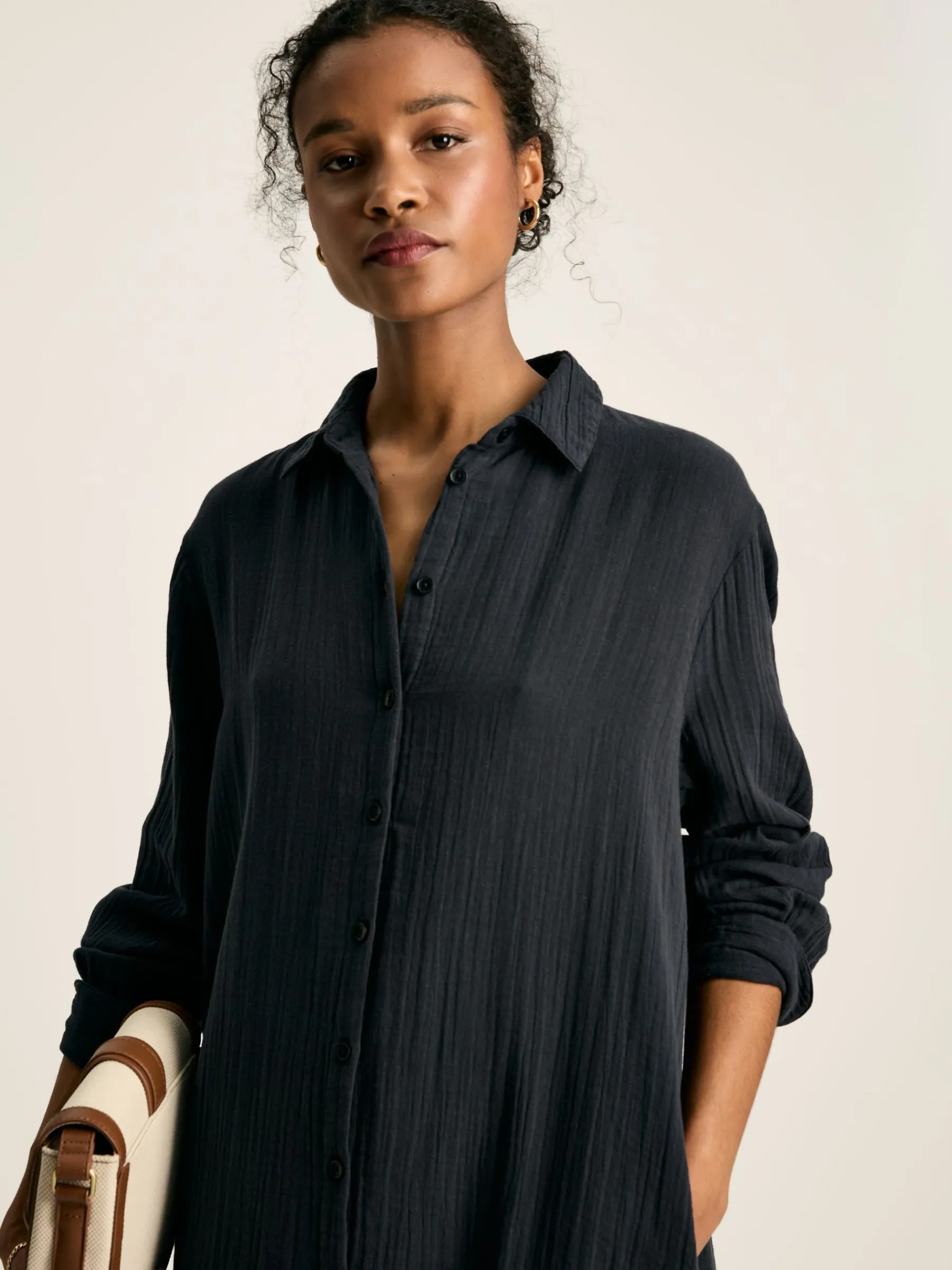 Erica Button Through Cotton Shirt Dress<Joules New