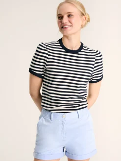 Erin Navy Blue Stripe Short Sleeve T-Shirt<Joules Outlet