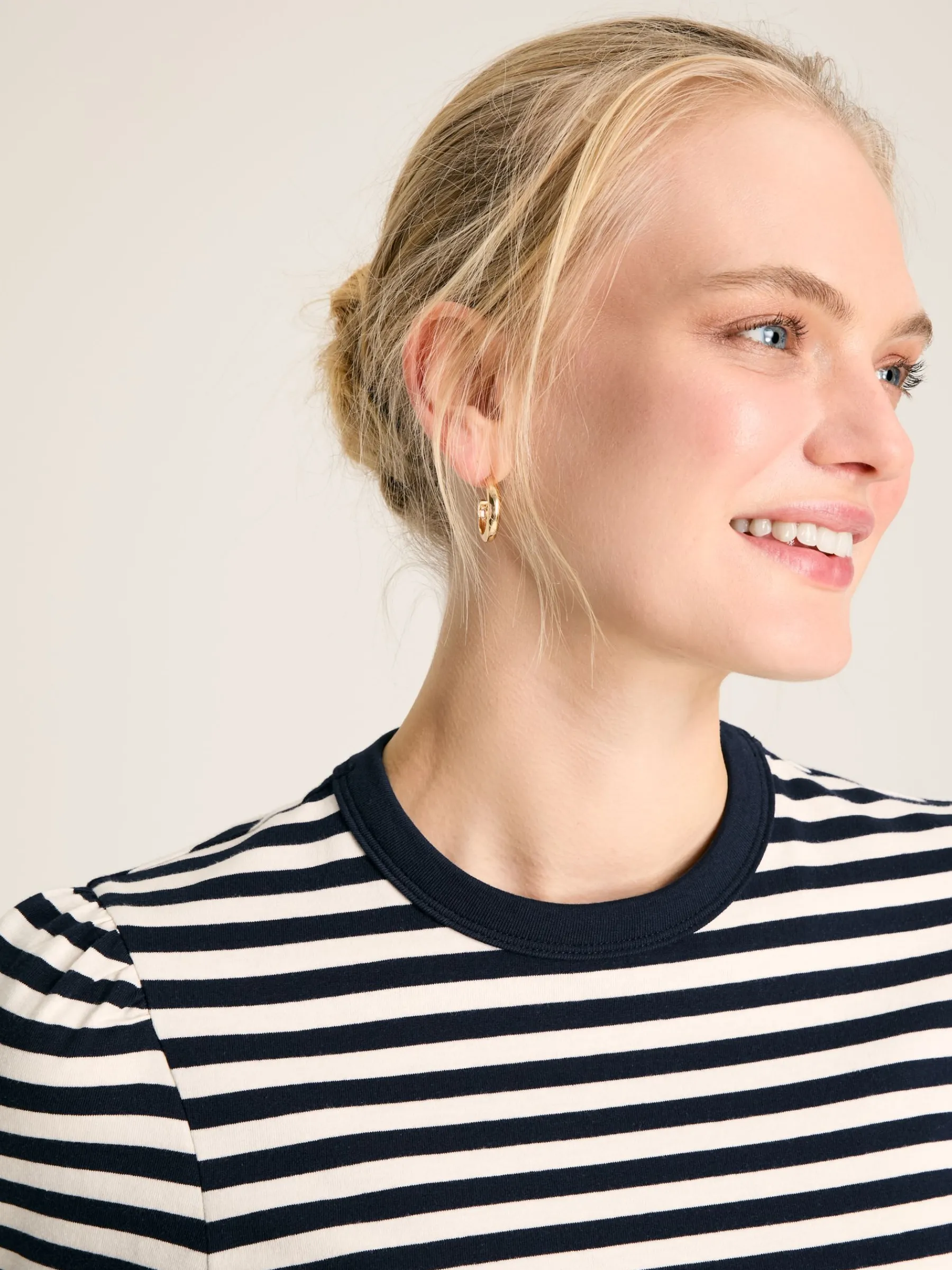 Erin Navy Blue Stripe Short Sleeve T-Shirt<Joules Outlet