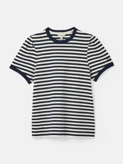 Erin Navy Blue Stripe Short Sleeve T-Shirt<Joules Outlet