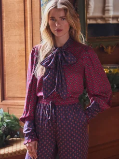 Everly Tie Neck Blouse<Joules Outlet