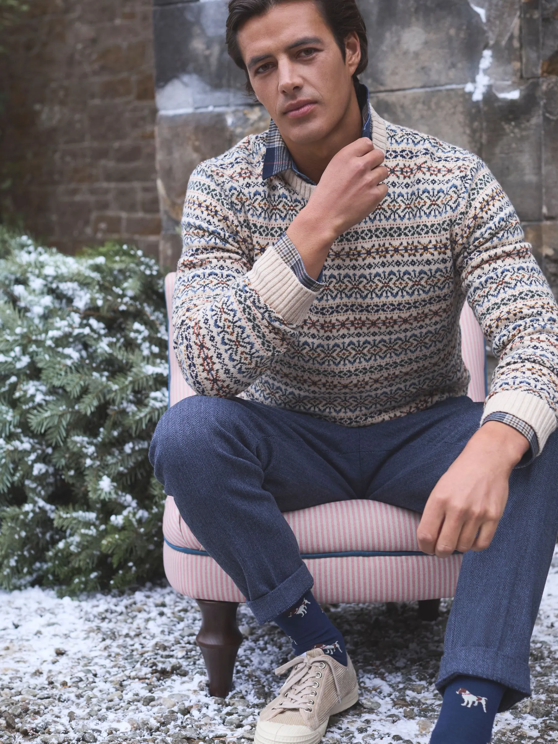 Fair Isle Crew Neck Jumper Contains Merino Wool<Joules Best