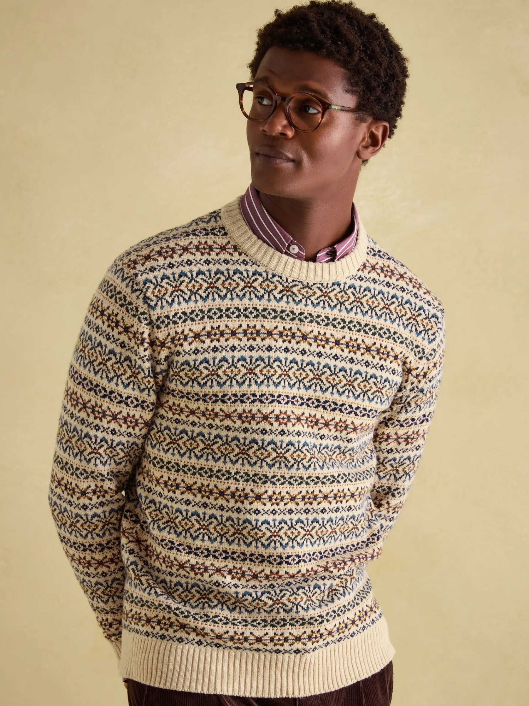 Fair Isle Crew Neck Jumper Contains Merino Wool<Joules Best