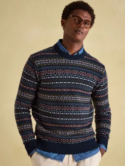 Fair Isle Crew Neck Jumper Contains Merino Wool<Joules Best