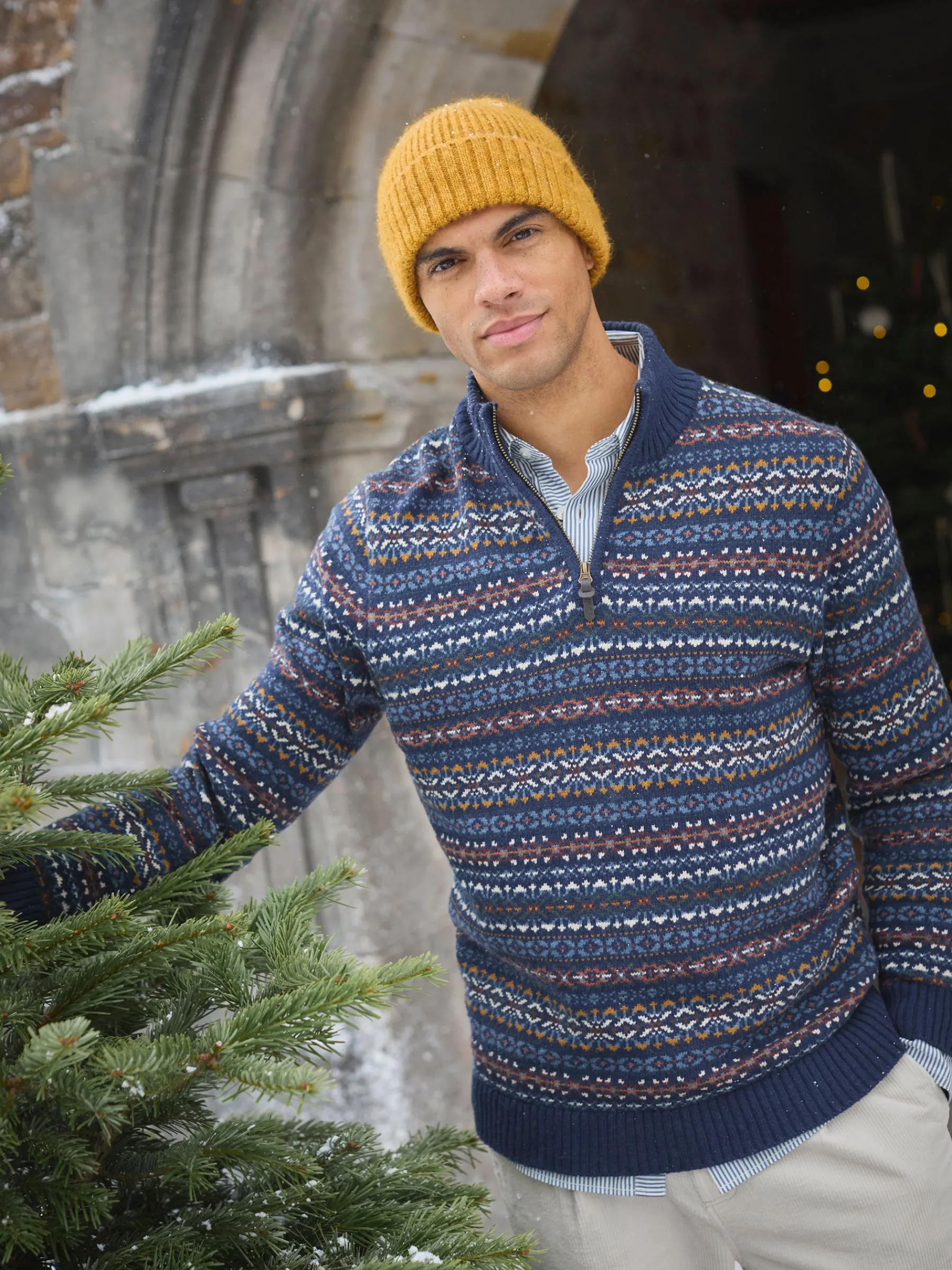 Fair Isle Quarter Zip Knit Jumper Contains Merino Wool<Joules Online