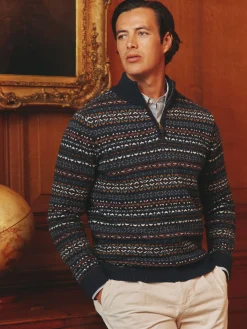Fair Isle Quarter Zip Knit Jumper Contains Merino Wool<Joules Online