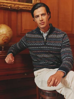 Fair Isle Quarter Zip Knit Jumper Contains Merino Wool<Joules Online
