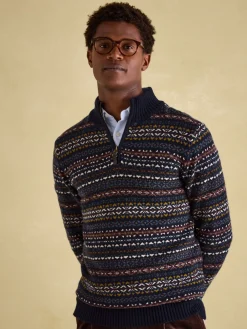 Fair Isle Quarter Zip Knit Jumper Contains Merino Wool<Joules Online