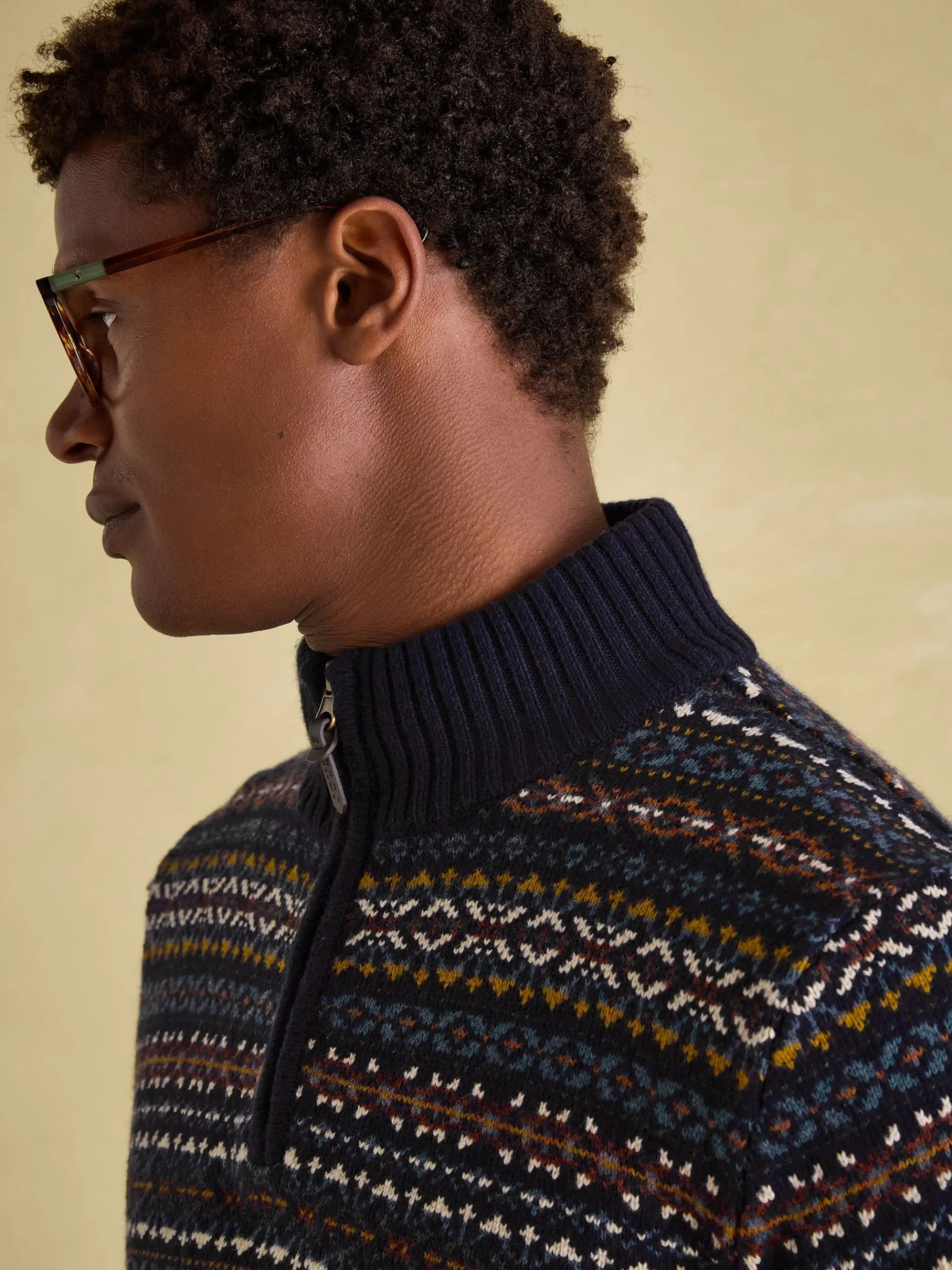 Fair Isle Quarter Zip Knit Jumper Contains Merino Wool<Joules Online