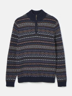 Fair Isle Quarter Zip Knit Jumper Contains Merino Wool<Joules Online