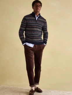 Fair Isle Quarter Zip Knit Jumper Contains Merino Wool<Joules Online