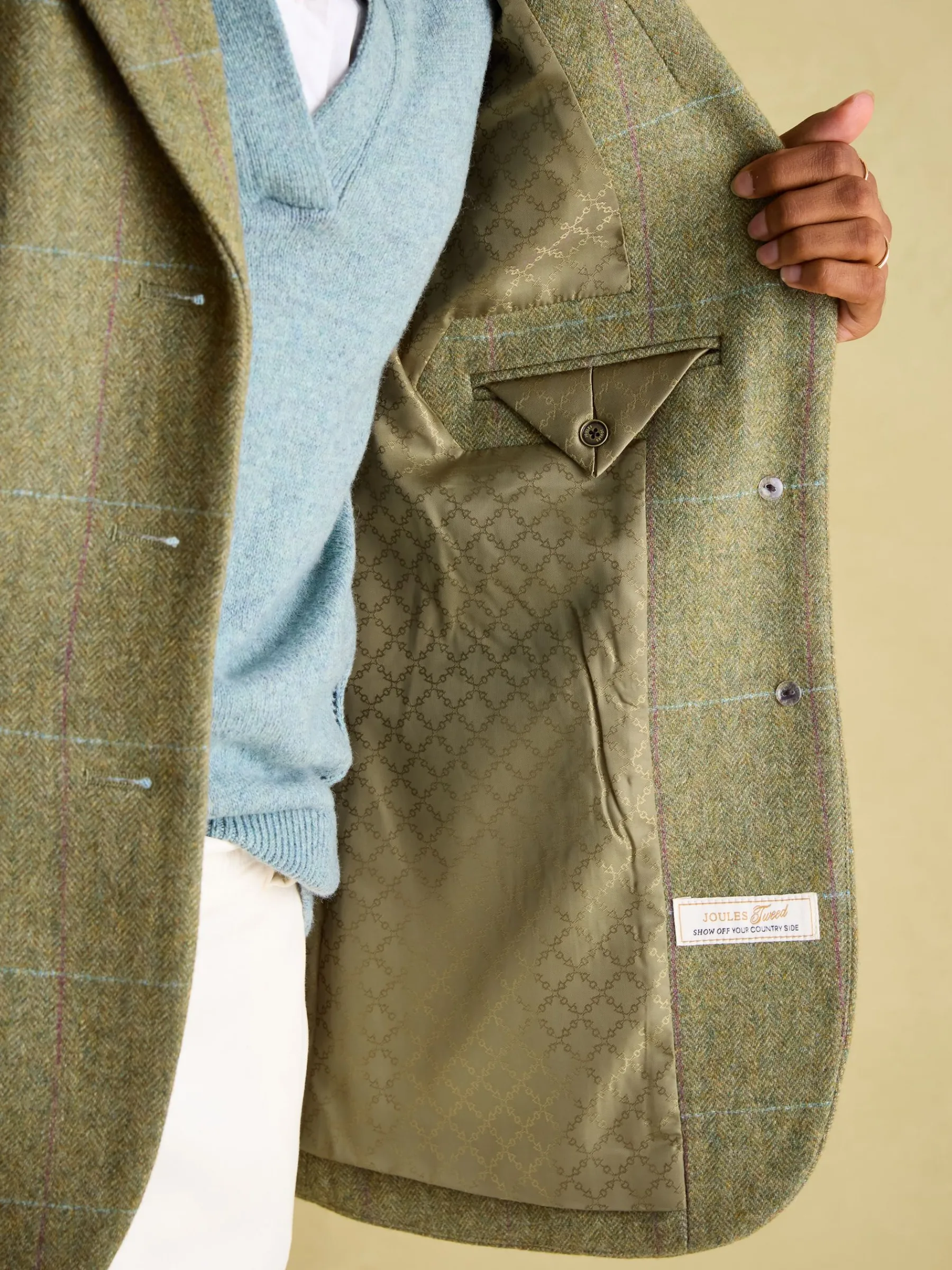 Fayfair Khaki Green Tweed Hacking Jacket<Joules Outlet