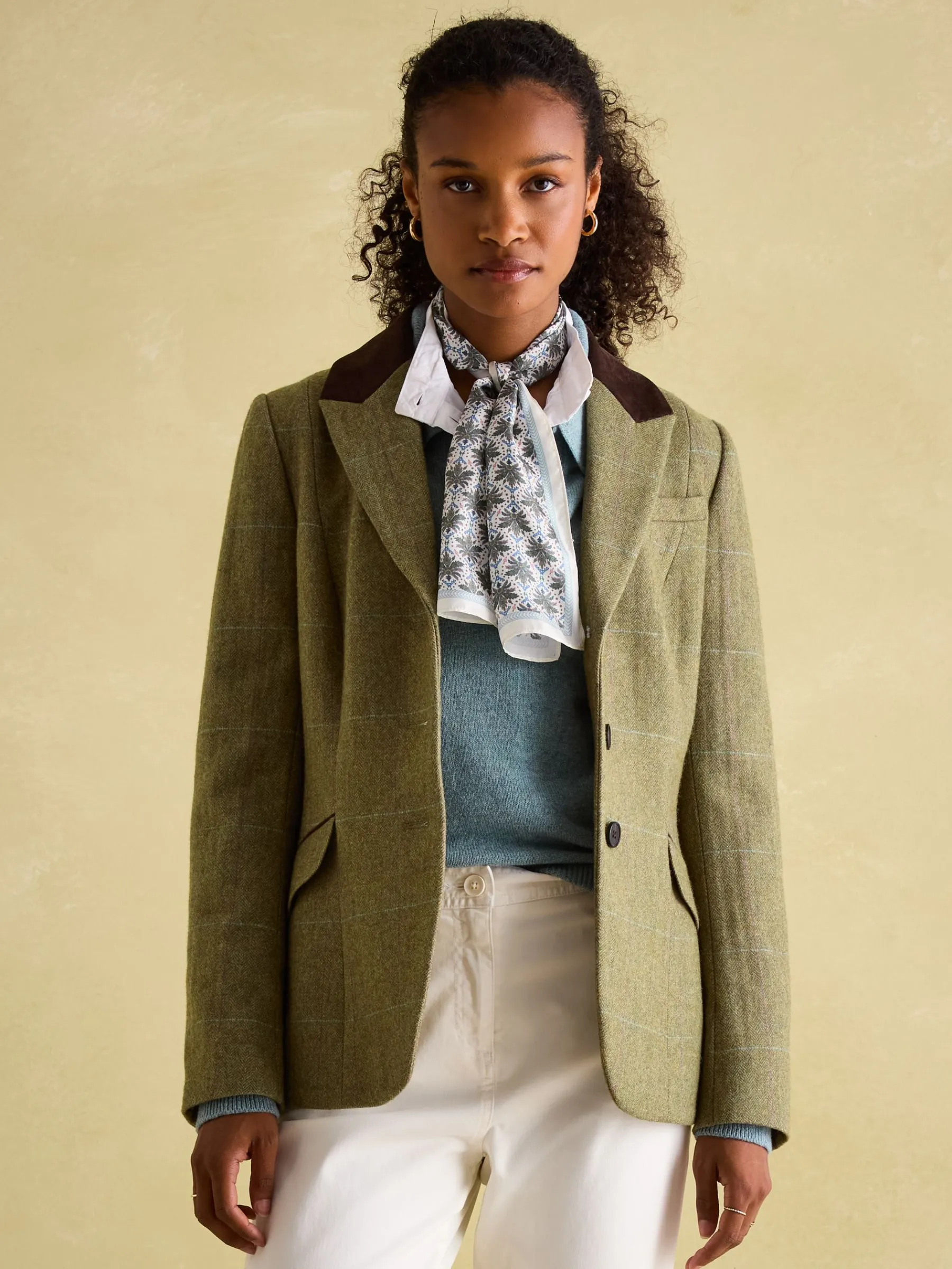 Fayfair Khaki Green Tweed Hacking Jacket<Joules Outlet
