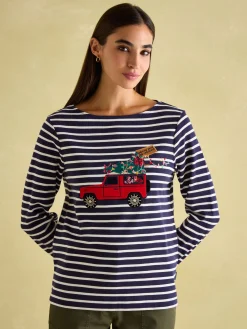Festive Harbour Boat Neck Breton Top<Joules Online