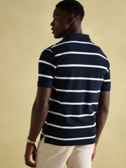 Filbert Navy & White Striped Polo Shirt<Joules