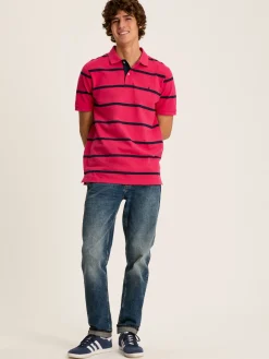 Filbert Pink & Navy Striped Polo Shirt<Joules Outlet