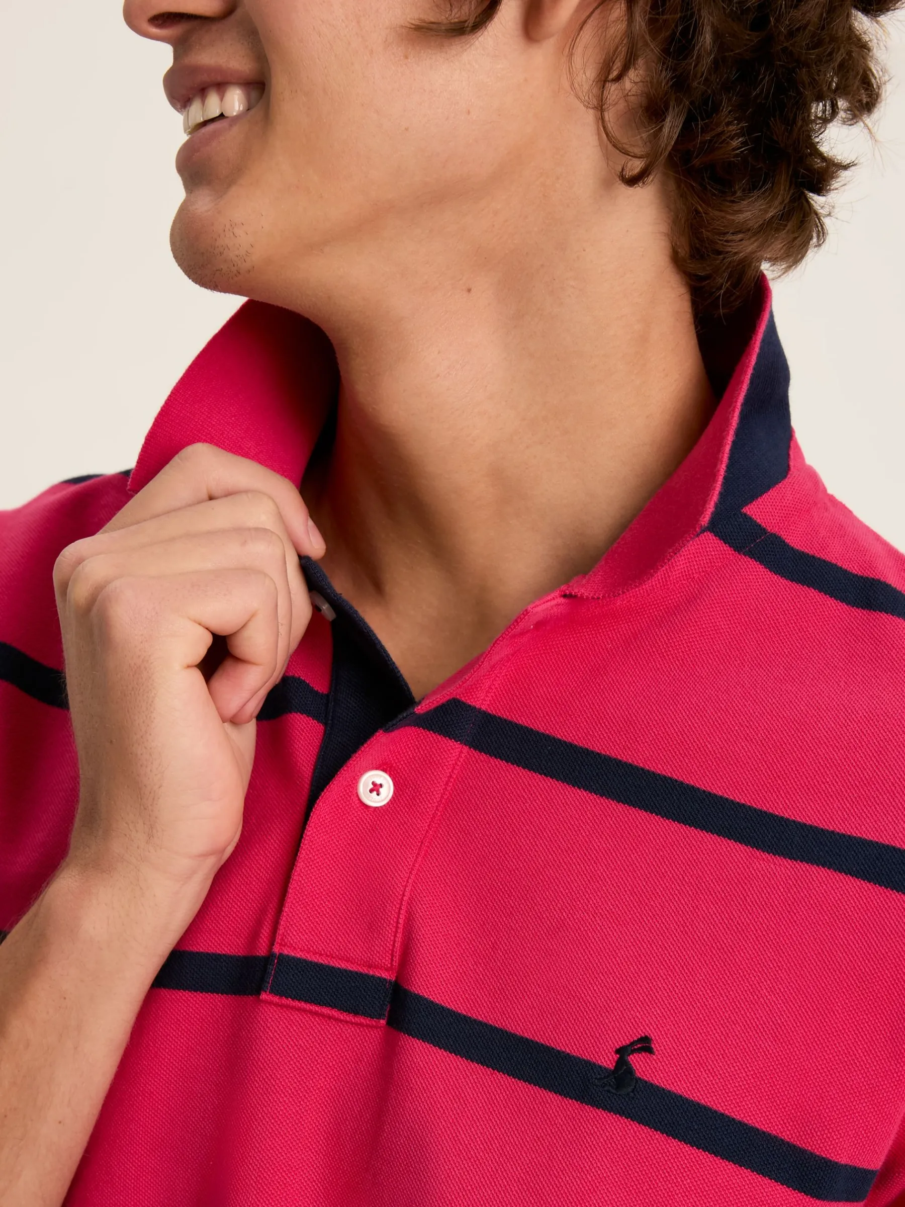 Filbert Pink & Navy Striped Polo Shirt<Joules Outlet