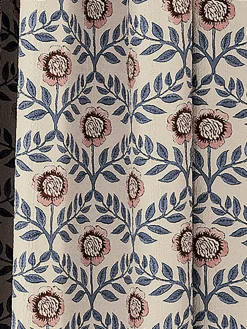 Floral Foulard Set of 2 Blue & Cream Blackout Pencil Pleat Curtains<Joules Clearance