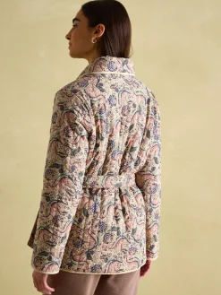 Floral Paisley Cotton Quilted Jacket With Belt<Joules Outlet