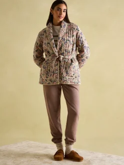 Floral Paisley Cotton Quilted Jacket With Belt<Joules Outlet
