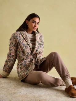 Floral Paisley Cotton Quilted Jacket With Belt<Joules Outlet