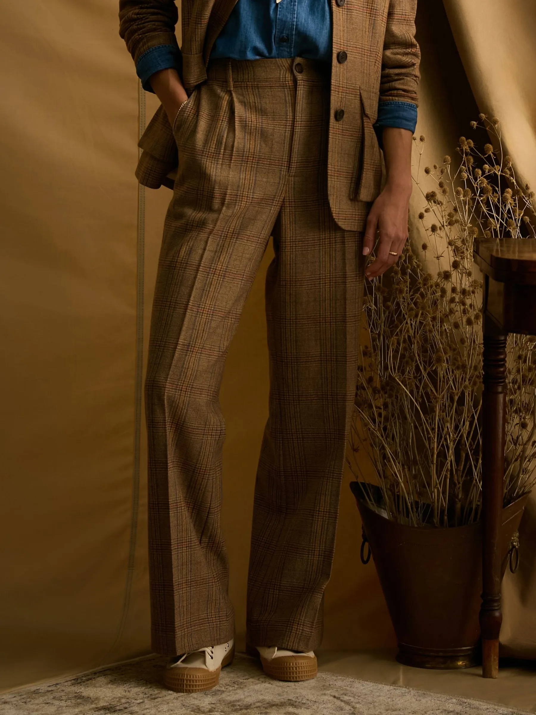 Foxley Wide Leg Tweed Trousers<Joules