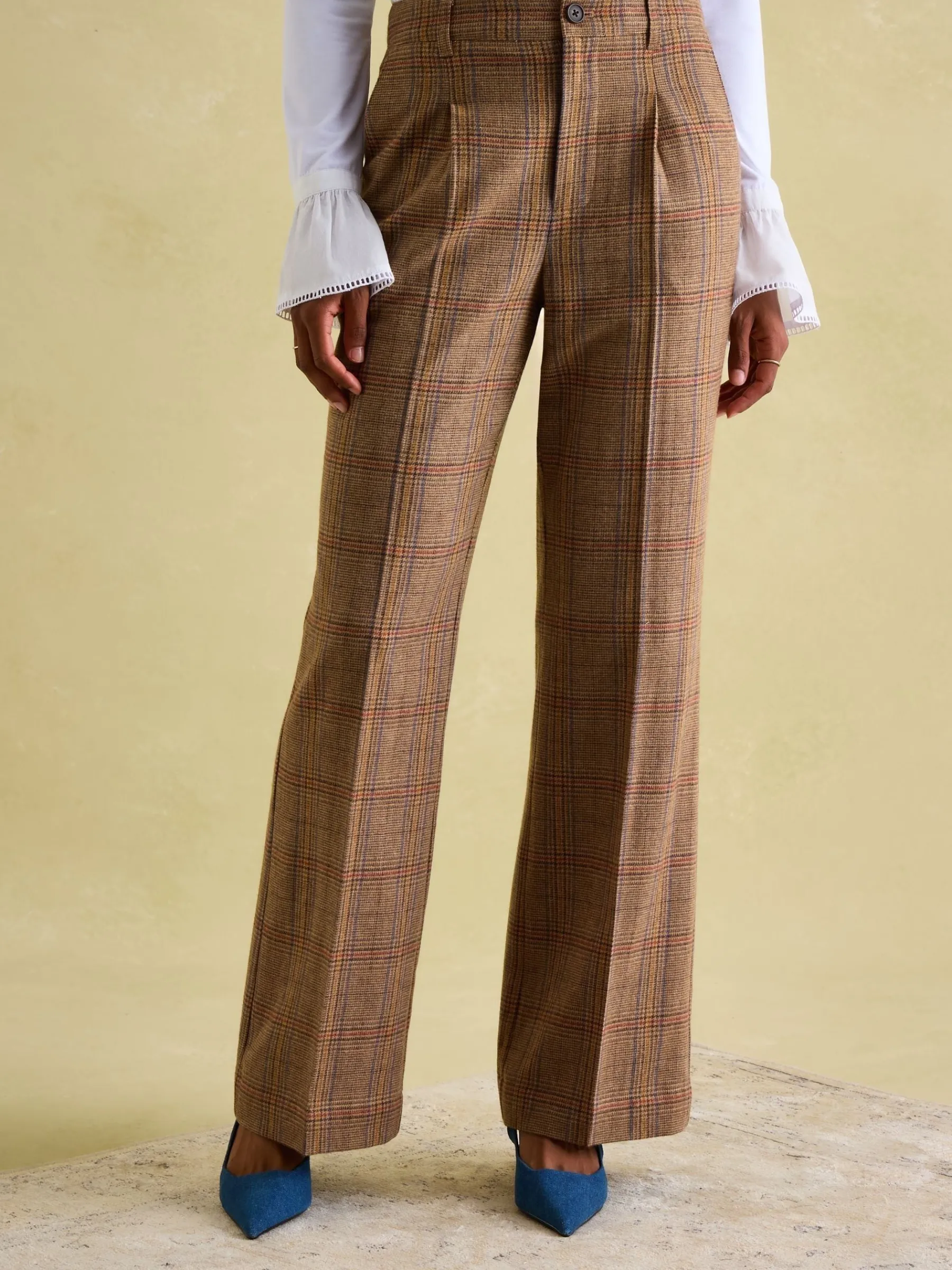 Foxley Wide Leg Tweed Trousers<Joules