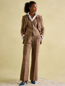 Foxley Wide Leg Tweed Trousers<Joules