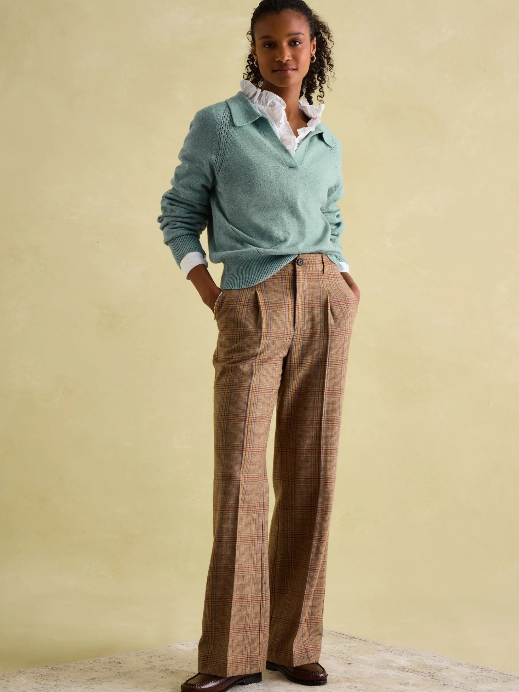 Foxley Wide Leg Tweed Trousers<Joules