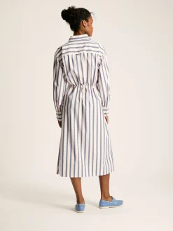Francesca Blue Printed Tie Waist Shirt Dress<Joules New