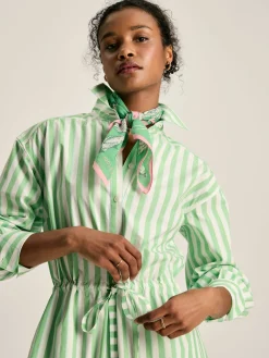 Francesca Green & White Tie Waist Shirt Dress<Joules Outlet