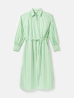 Francesca Green & White Tie Waist Shirt Dress<Joules Outlet