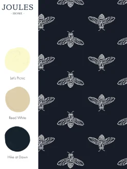French Navy Block Print Bee 10M Wallpaper<Joules Outlet