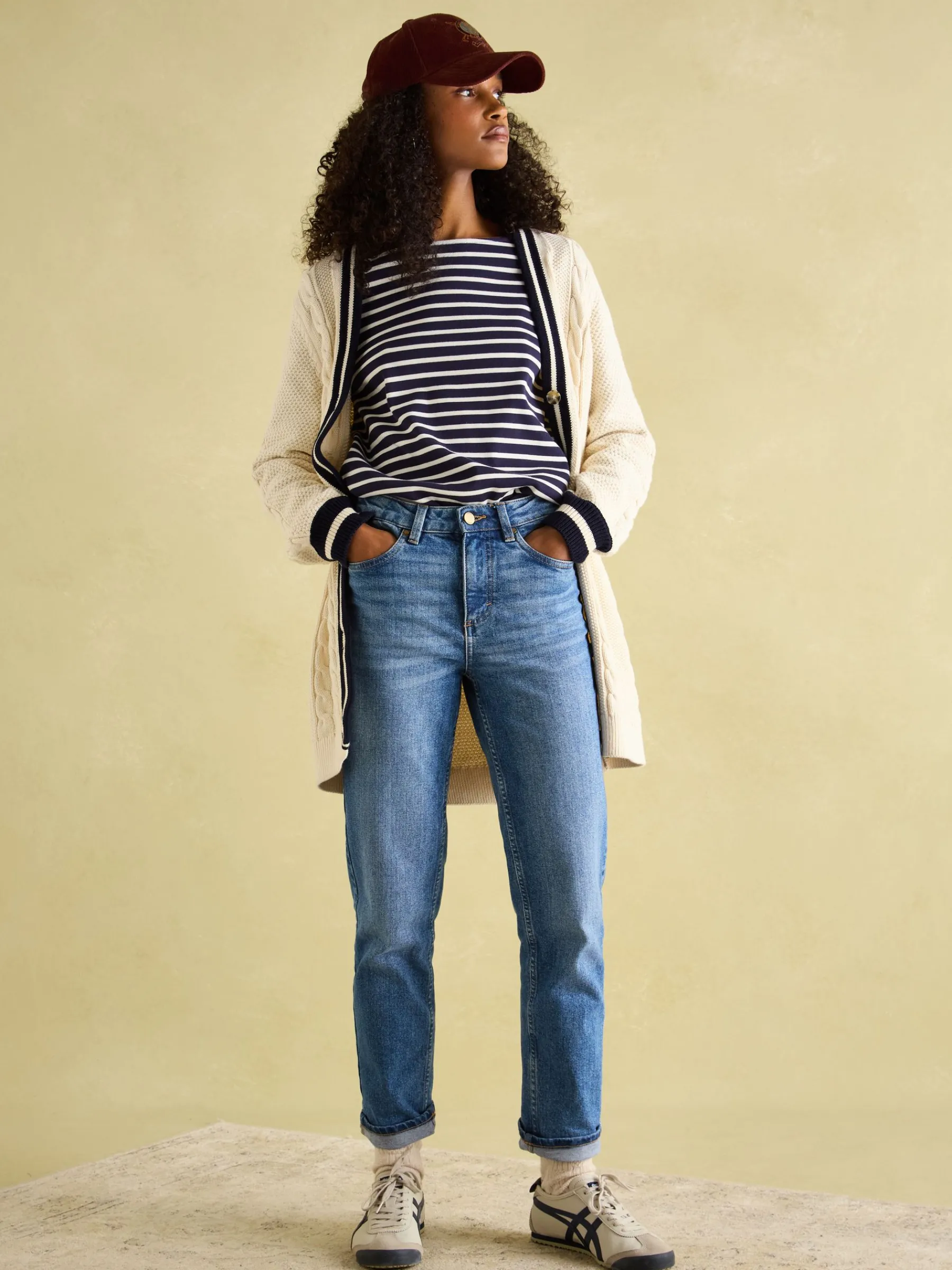 Game Point Button Through Longline Cable Knit Cardigan<Joules Sale